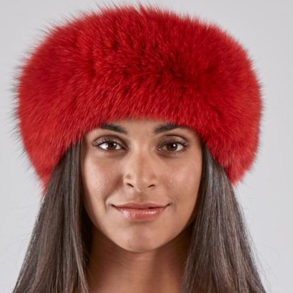 Red Fur Hat Women’s Winter Statement Fluffy Soft Cold Weather